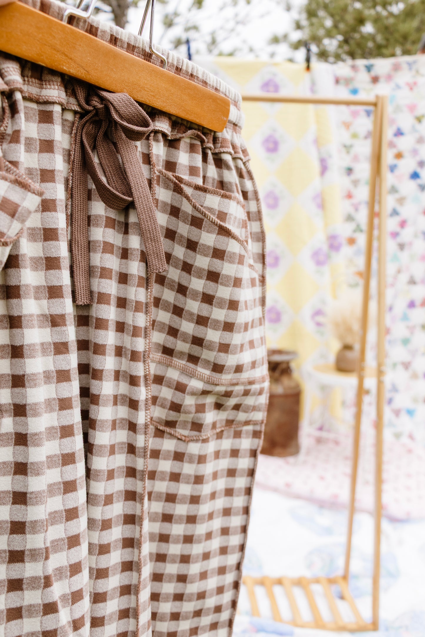 Soft Brushed Check Knit Pants