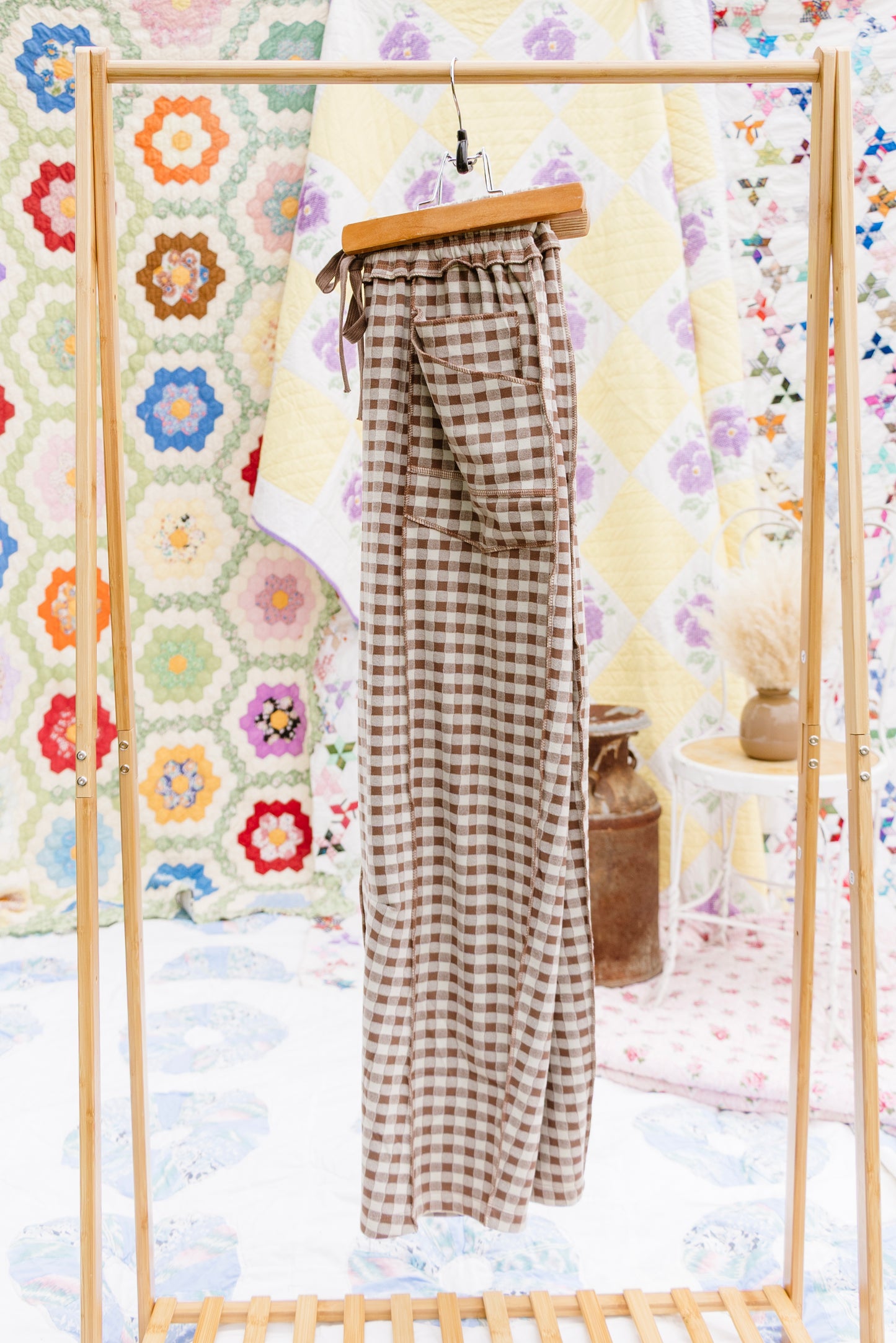 Soft Brushed Check Knit Pants