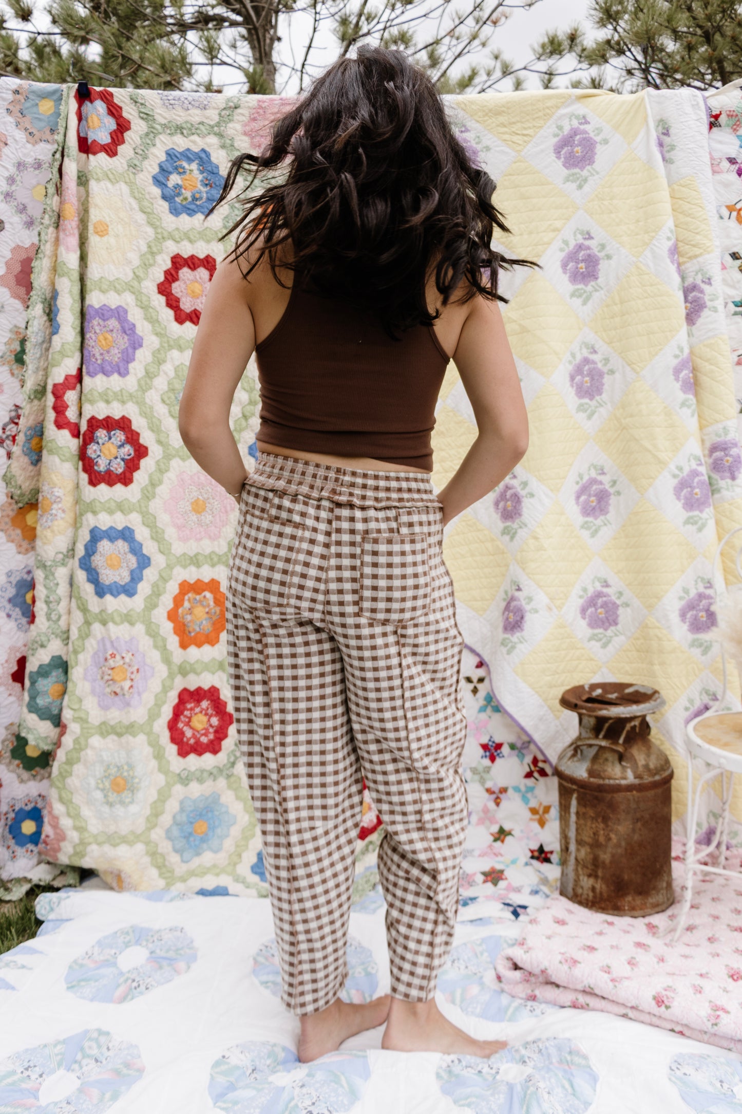 Soft Brushed Check Knit Pants