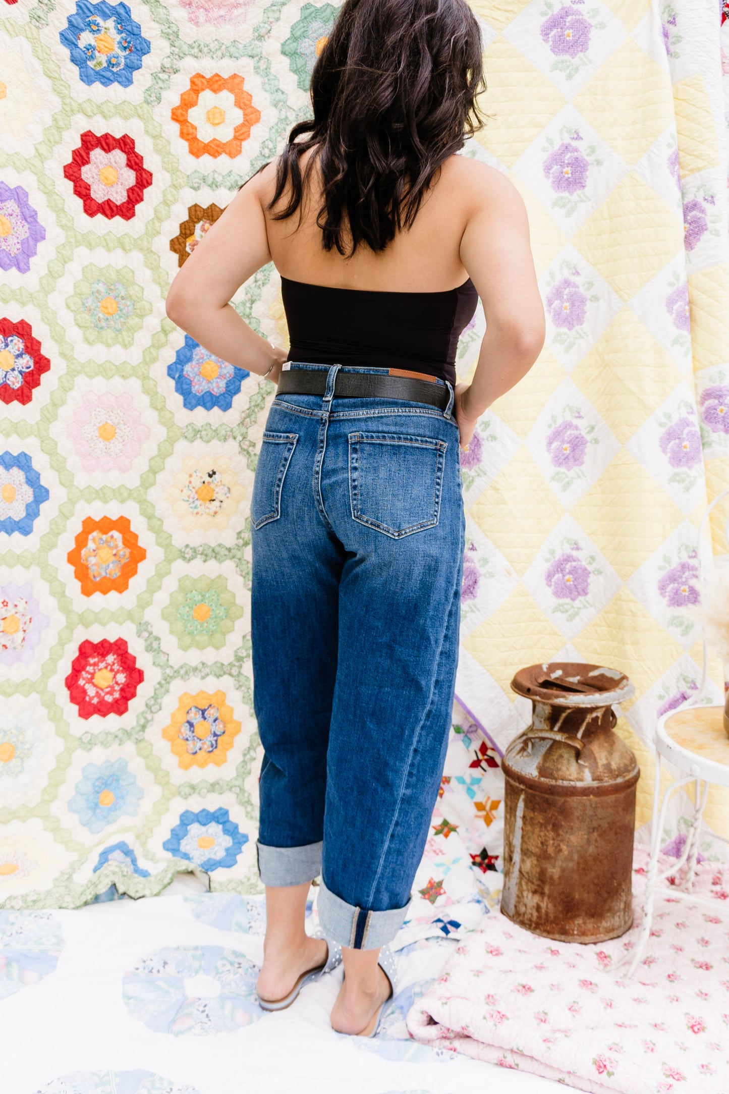 Relaxed Tapered Dark Wash Barrel Jeans