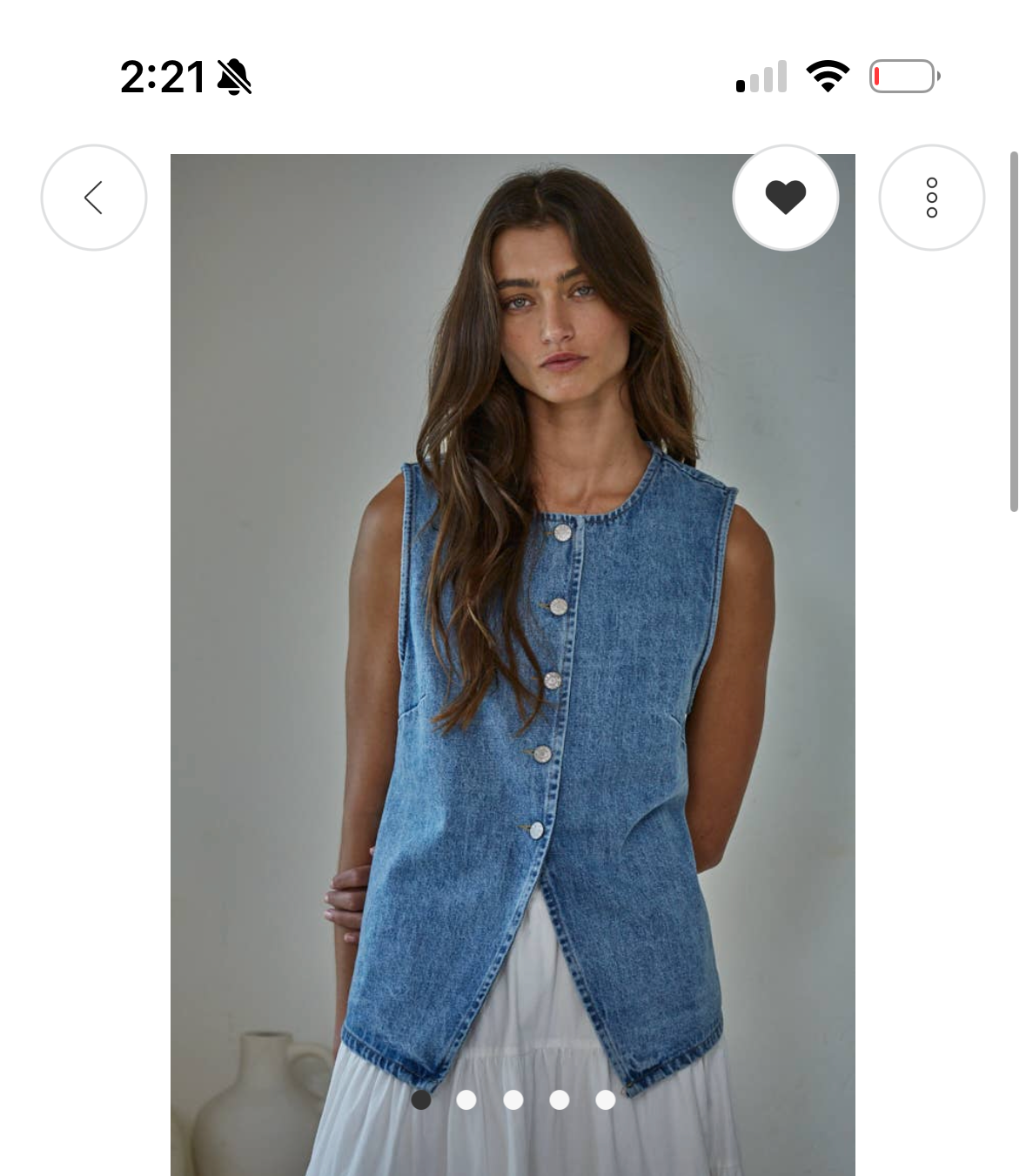 Split denim button down tank